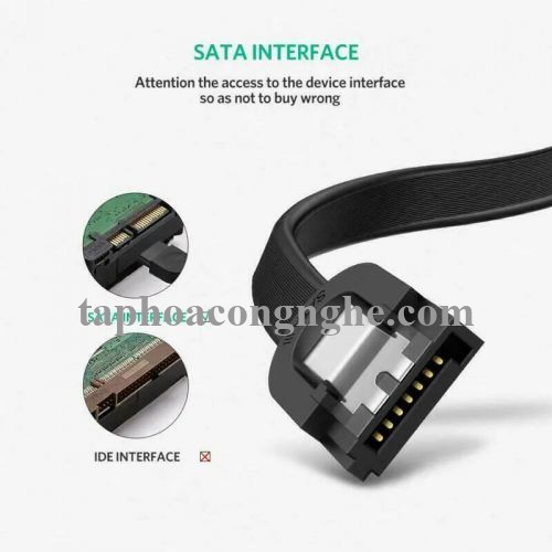 Ugreen 20998 Màu Đen Cáp SATA 3.0 dây dẹt Bẻ Góc 90 Độ 20998 30020998